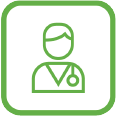 Icon of a medical professional wearing a stethoscope.