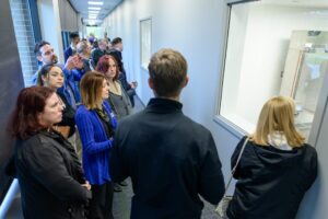 Bradley McCloskey leads guests on a tour of MediVera’s new compounding facility in Troy, Michigan.